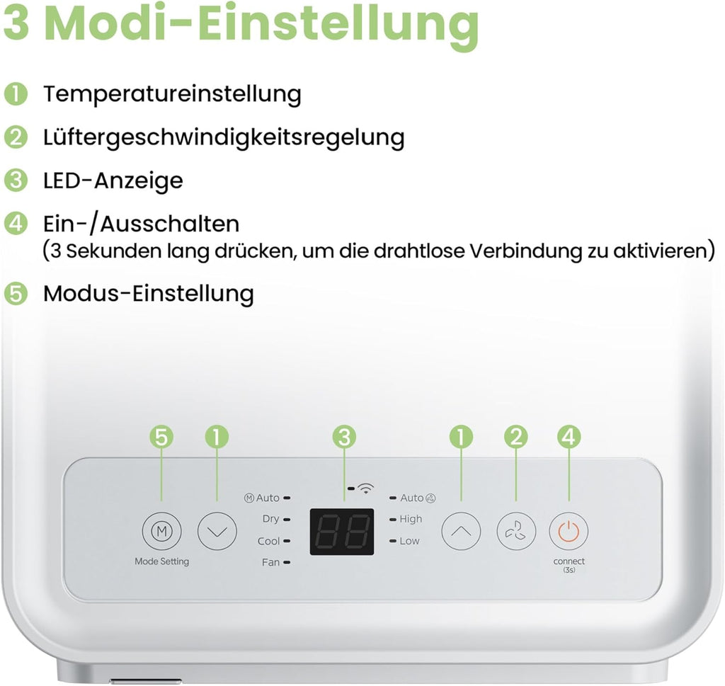 Comfee Breezy Cool Pro 2.6 Mobiles Klimagerät 9.000 BTU – A, R290, App & Alexa, Weiß