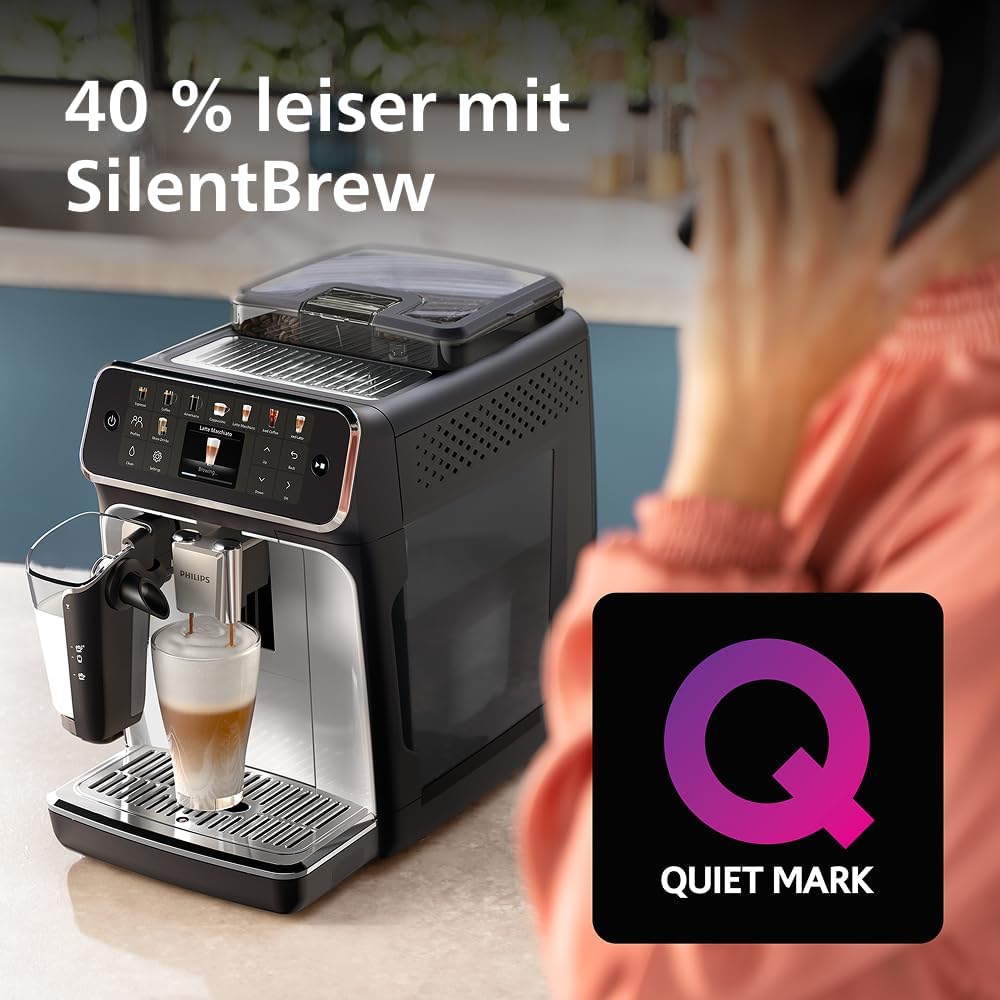 Philips EP5546/70 5500 Series LatteGo Kaffeevollautomat 1,8L – SilentBrew, 20 Getränke, QuickStart, Schwarz/Silber