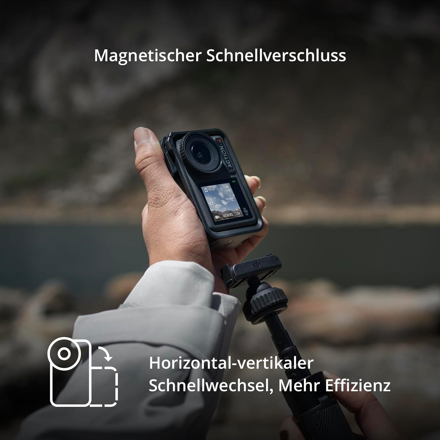 DJI Osmo Action 4 Essential Combo 4K Actionkamera – 1/1.3" Sensor, 155°, 10-Bit, IP68, 150 Min, Schwarz