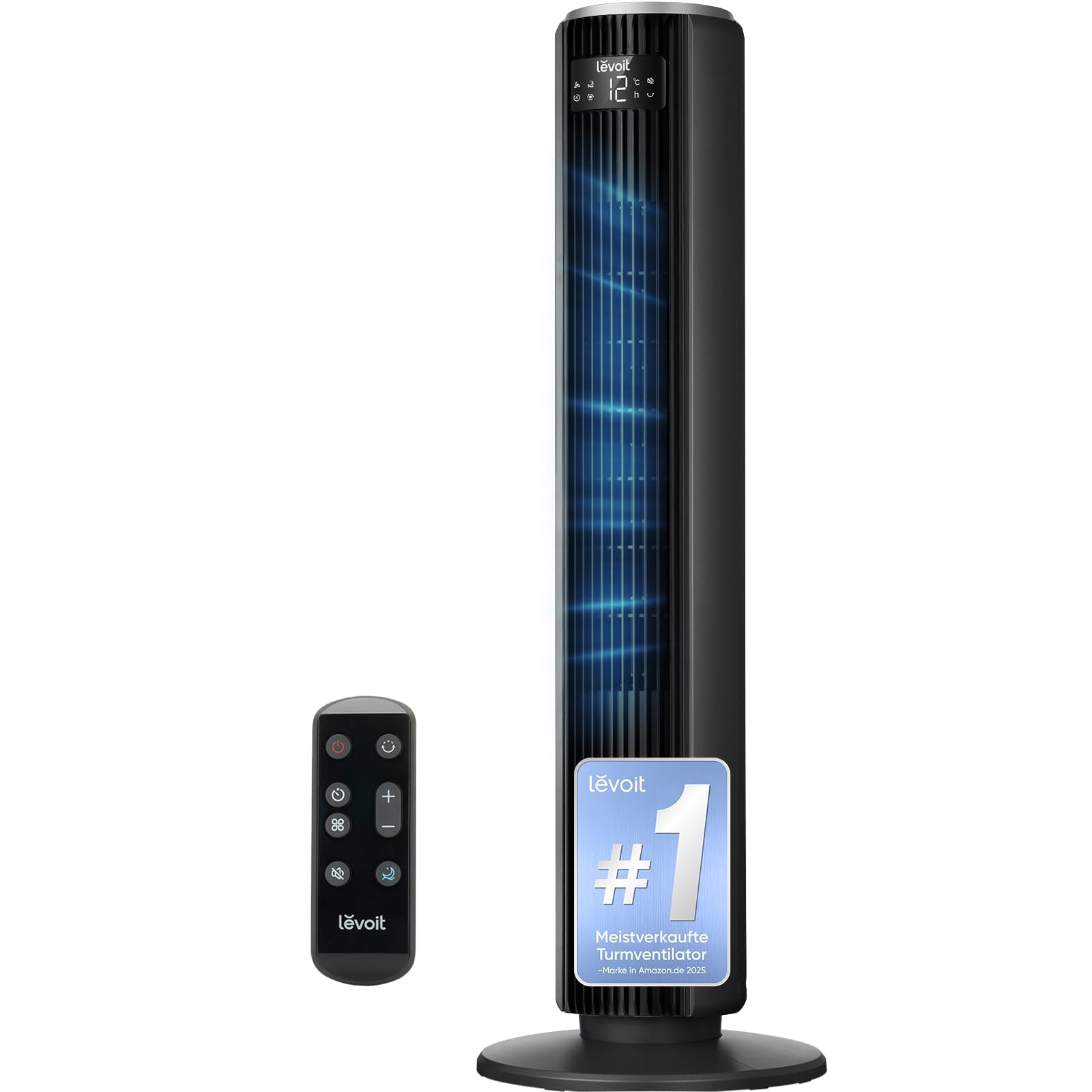 Levoit LTF-F362-WEU Classic Turmventilator 92cm – 20dB, 7,9m/s, 12 Stufen, Speicher, LED, 24W, Leinenweiß