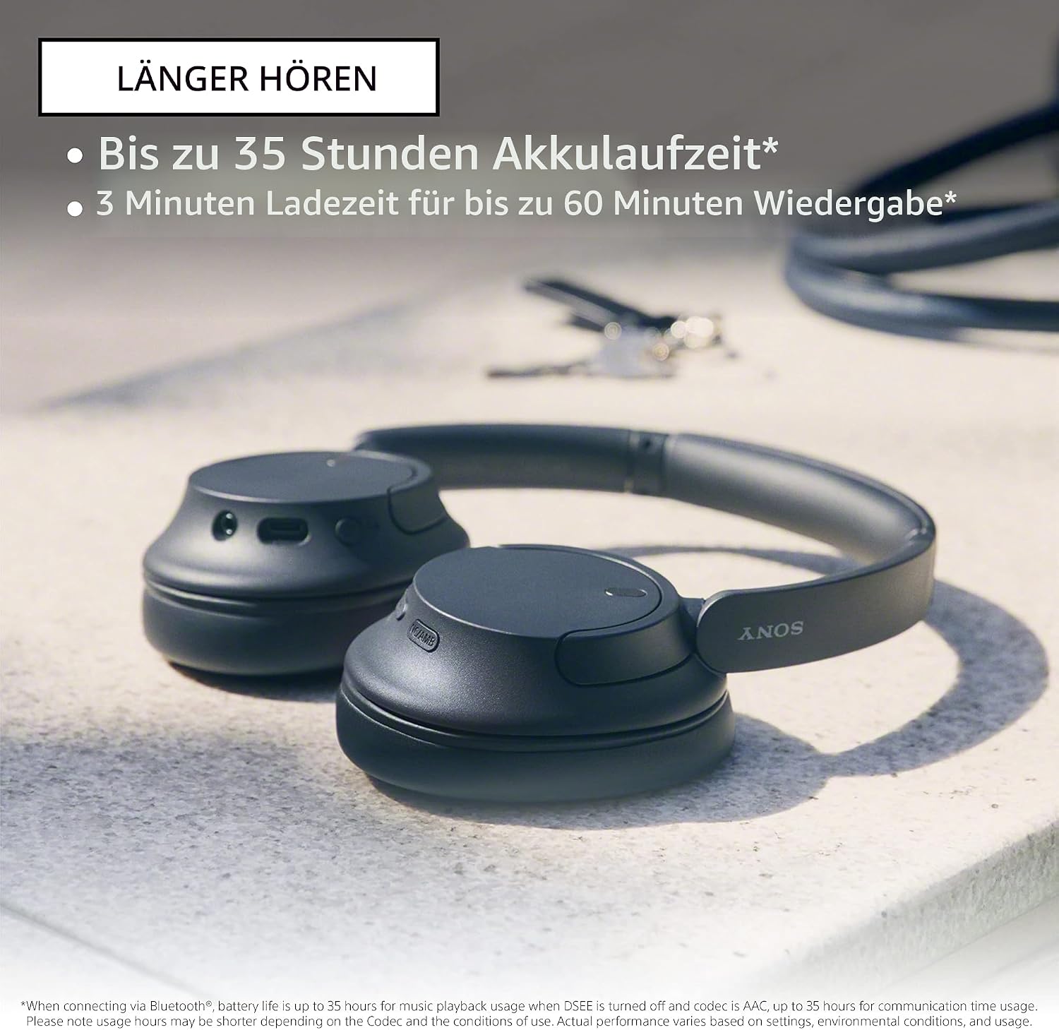 Sony WH-CH720N Kabellose Kopfhörer, Active Noise Cancelling, 35h Akku, Bluetooth 5, Schwarz