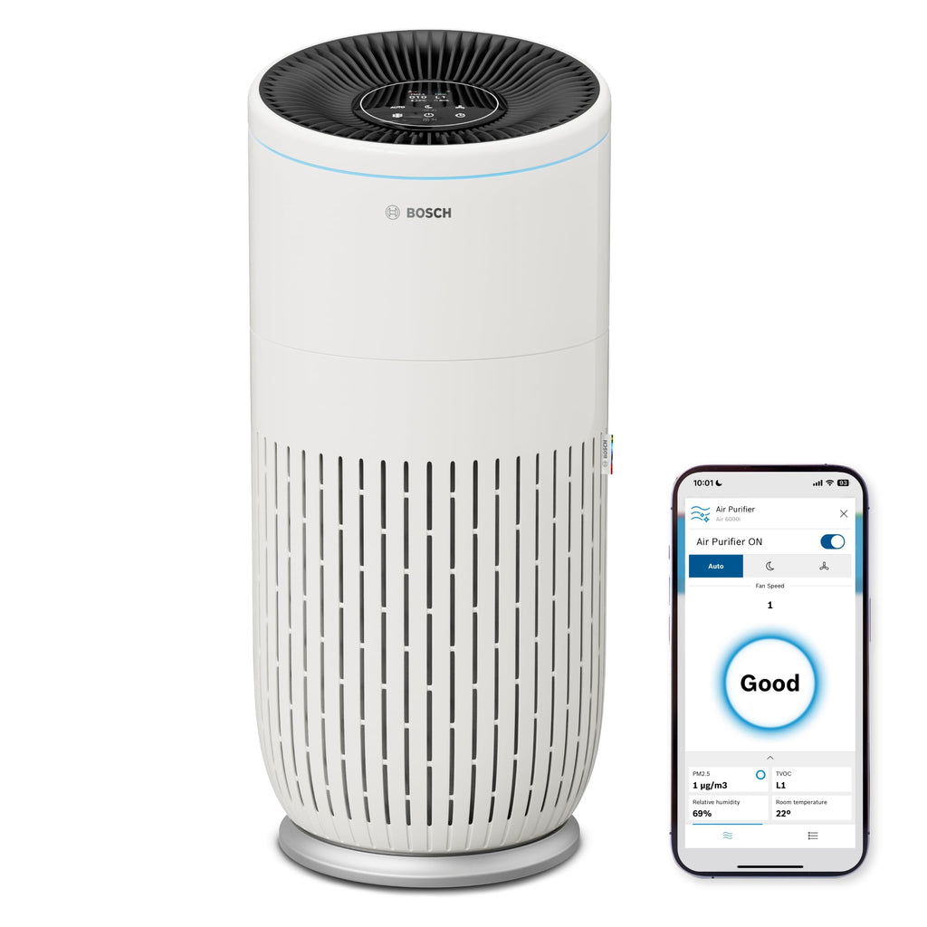 Bosch Air 4000i Luftreiniger 62,5m² – 3-in-1 HEPA+Aktivkohle, CADR 300m³/h, 25dB, App, Smart Home, Weiß