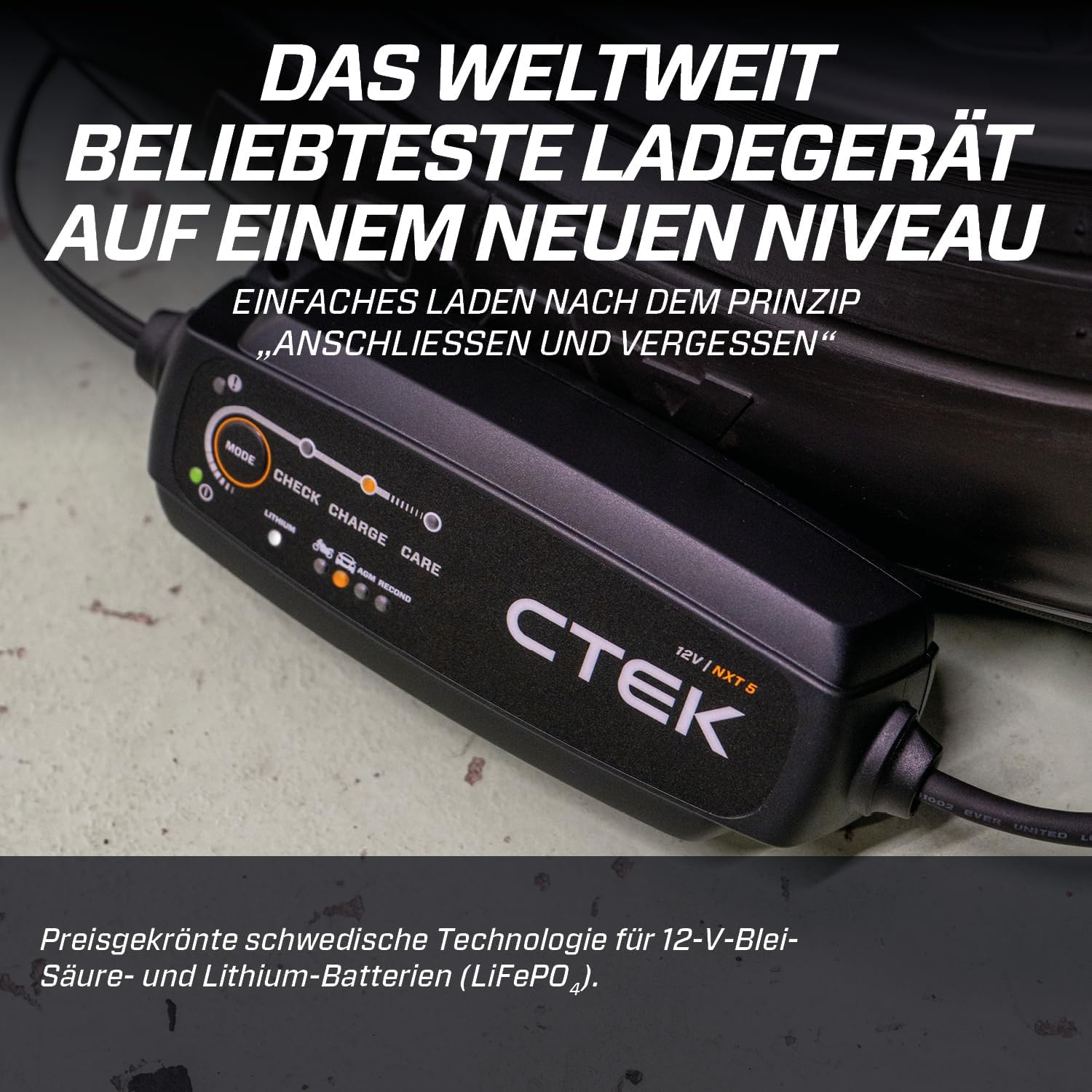 CTEK 40-659 Batterieladegerät 12V 5A – LiFePO4 & Blei, Desulfatierung, AGM, Temperaturkompensation