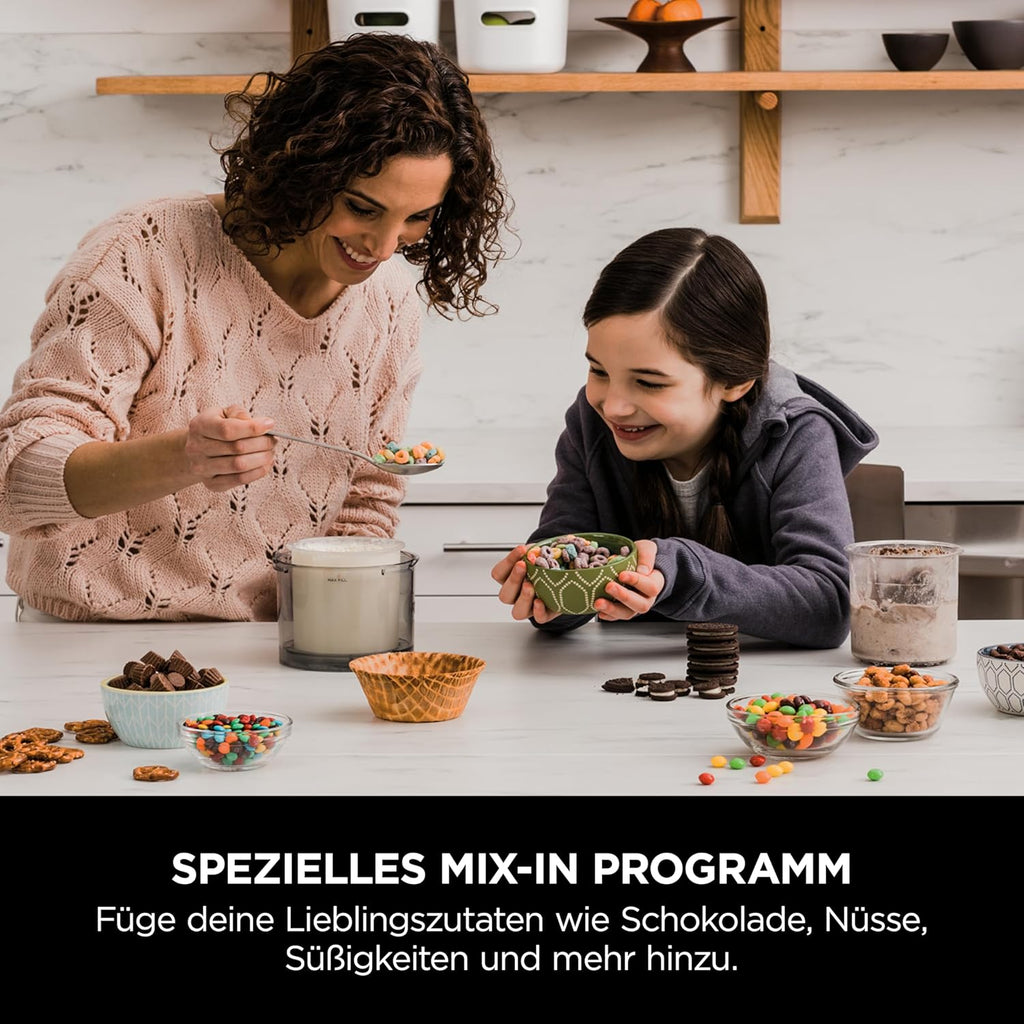 Ninja NC302EU Eismaschine 1,4 L – 7 Programme, Creamify Technologie, 2 Behälter, Schwarz/Silber