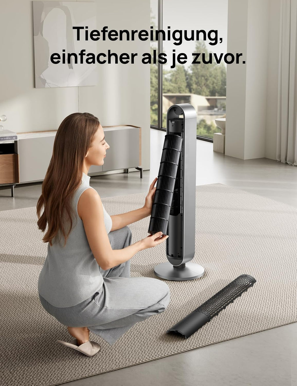 DREO Pilot Max DR-HTF004S Turmventilator 108cm – 12 Stufen, 120° Oszillation, 25dB, WiFi, Alexa, Silber