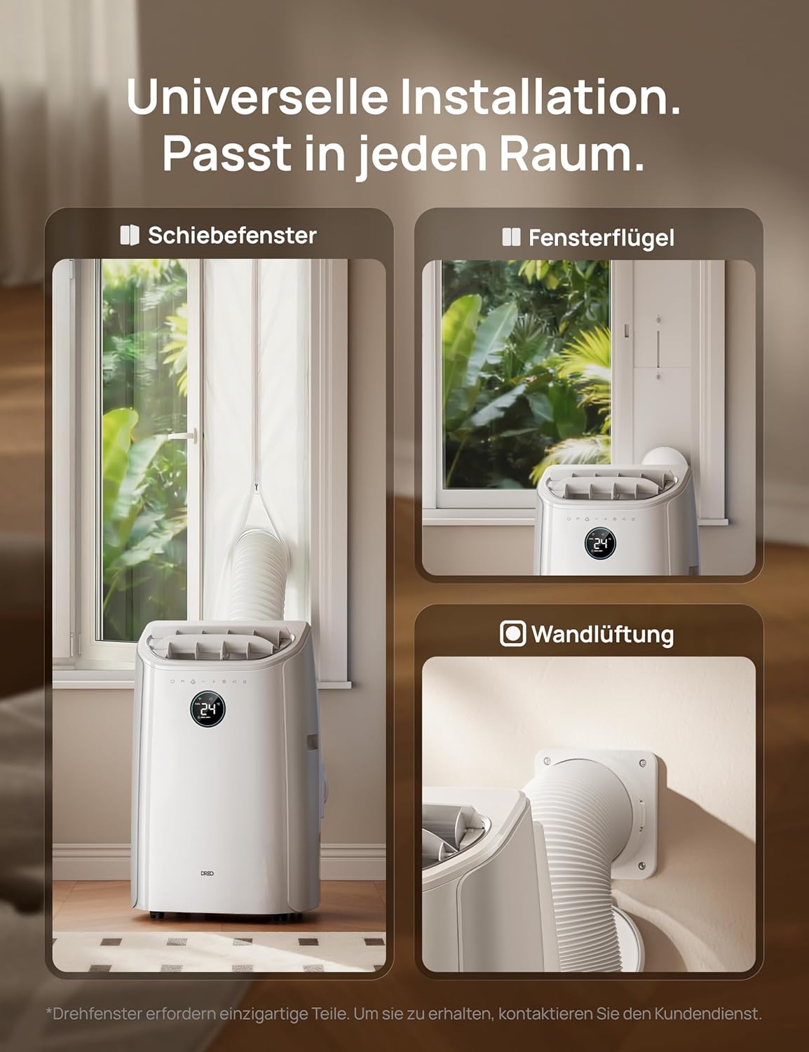 DREO DR-HAC006S Mobiles Klimagerät 12.000 BTU – 3-in-1, R290, EEK A, WiFi, Alexa, 45dB, Weiß